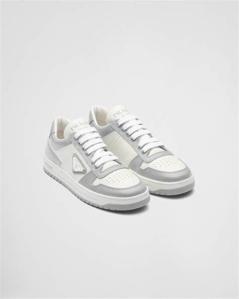 White/cornflower Blue Downtown Perforated Leather Sneakers